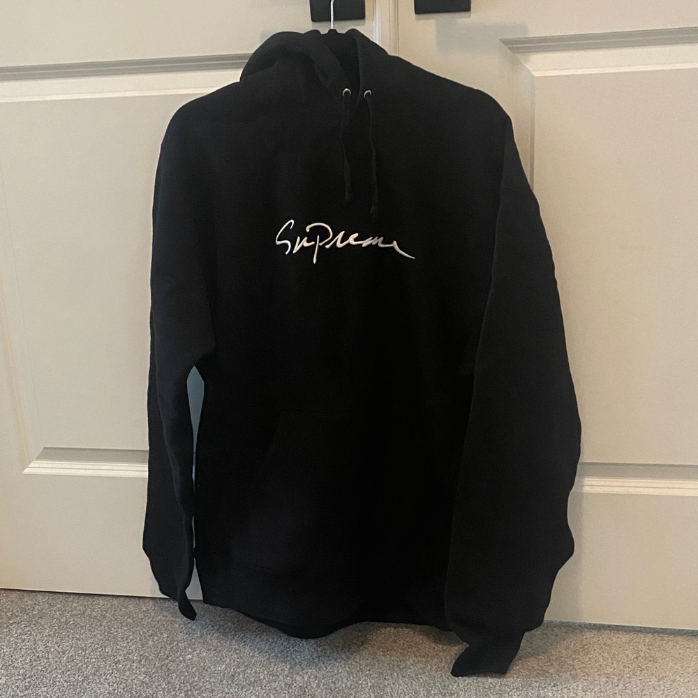 Supreme Black Hoodie with White Script